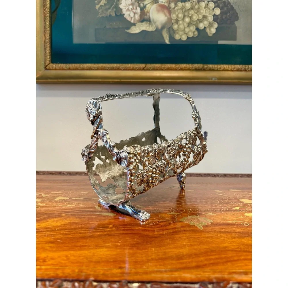 Vintage‎ Silverplate Wine Bottle Holder with Grapevine Design